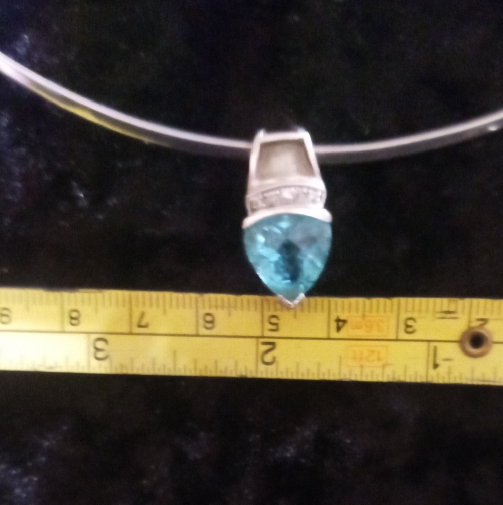 Uma sterling silver choker with a large genuine topaz pendant in 925. marked - Picture 9 of 12